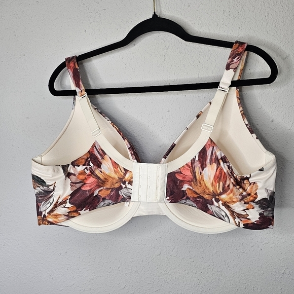 Cacique Intuition Full Coverage Womens Bra 40DDD Ivory Cream Brown Fall Leaves - Picture 5 of 11